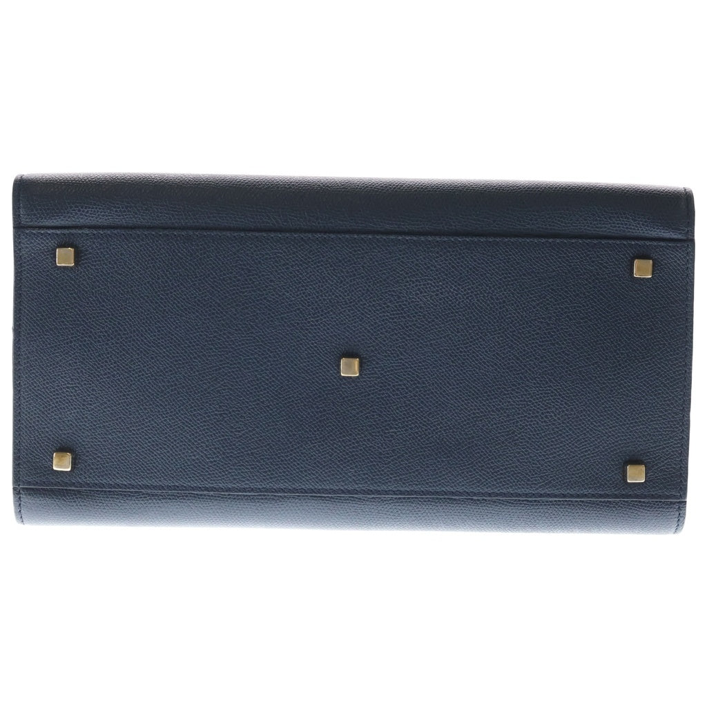 Valextra(ヴァレクストラ) イジィデ ラージ 2WAYバッグ ショルダーバッグ ハンドバッグ ネイビー レザー シルバー金具 レディース