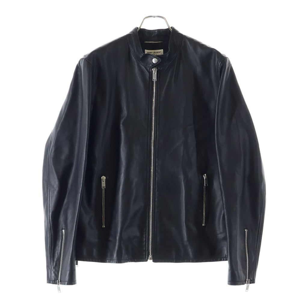SAINT LAURENT PARIS(サンローランパリ) キースレーサー ラムスキン レザー ジップアップ シングルライダース ジャケット ブラック 362239