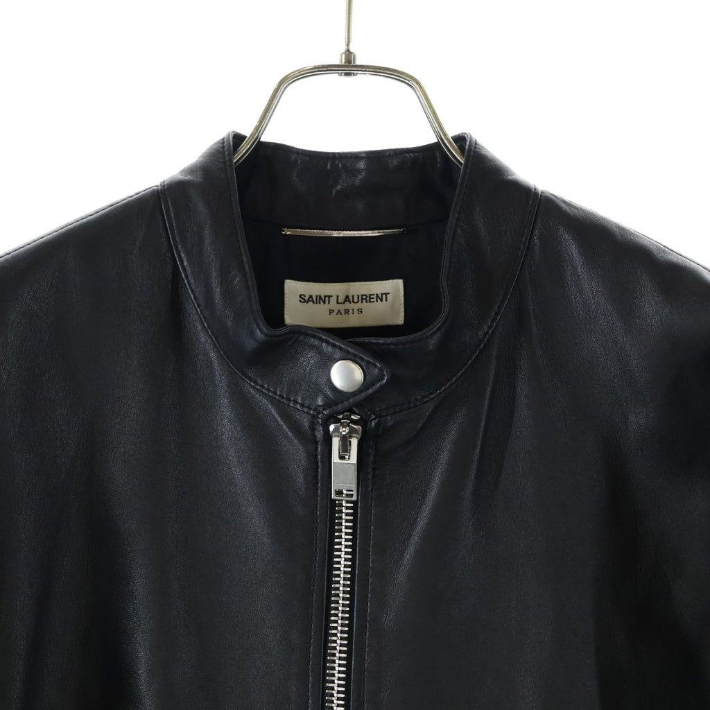 SAINT LAURENT PARIS(サンローランパリ) キースレーサー ラムスキン レザー ジップアップ シングルライダース ジャケット ブラック 362239