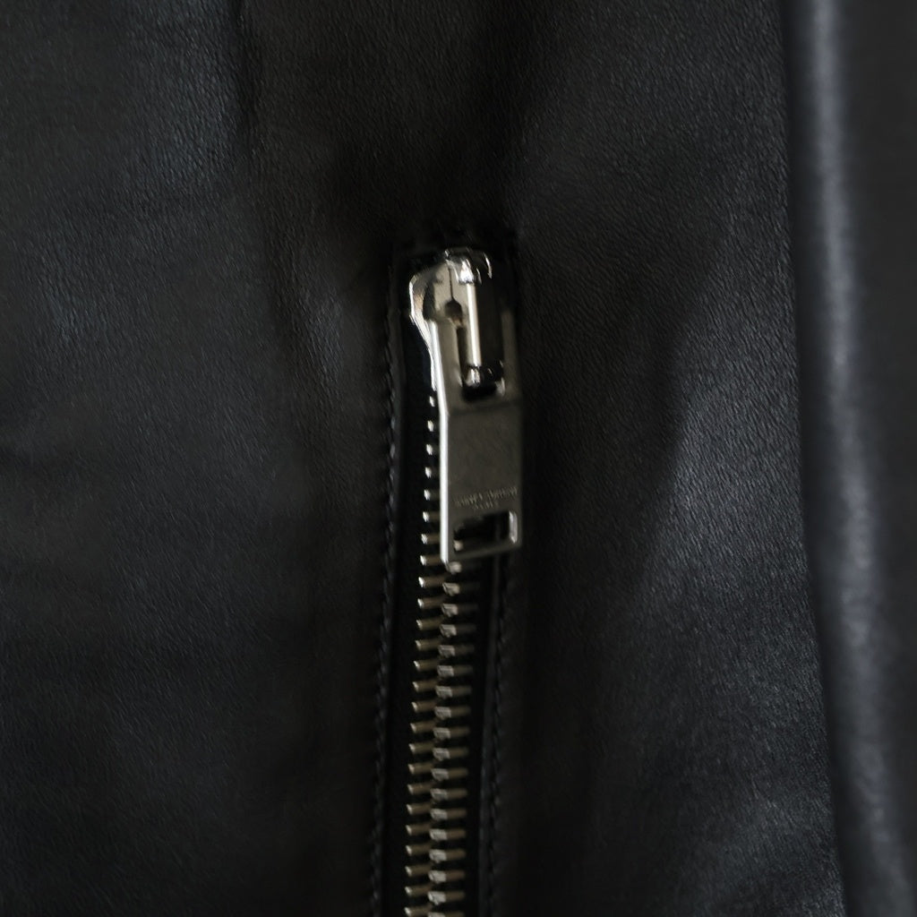 SAINT LAURENT PARIS(サンローランパリ) キースレーサー ラムスキン レザー ジップアップ シングルライダース ジャケット ブラック 362239
