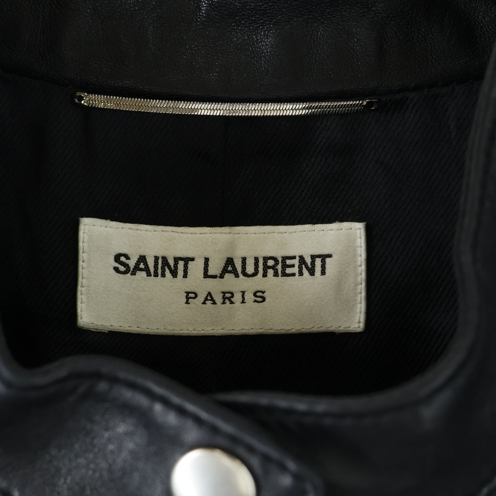 SAINT LAURENT PARIS(サンローランパリ) キースレーサー ラムスキン レザー ジップアップ シングルライダース ジャケット ブラック 362239