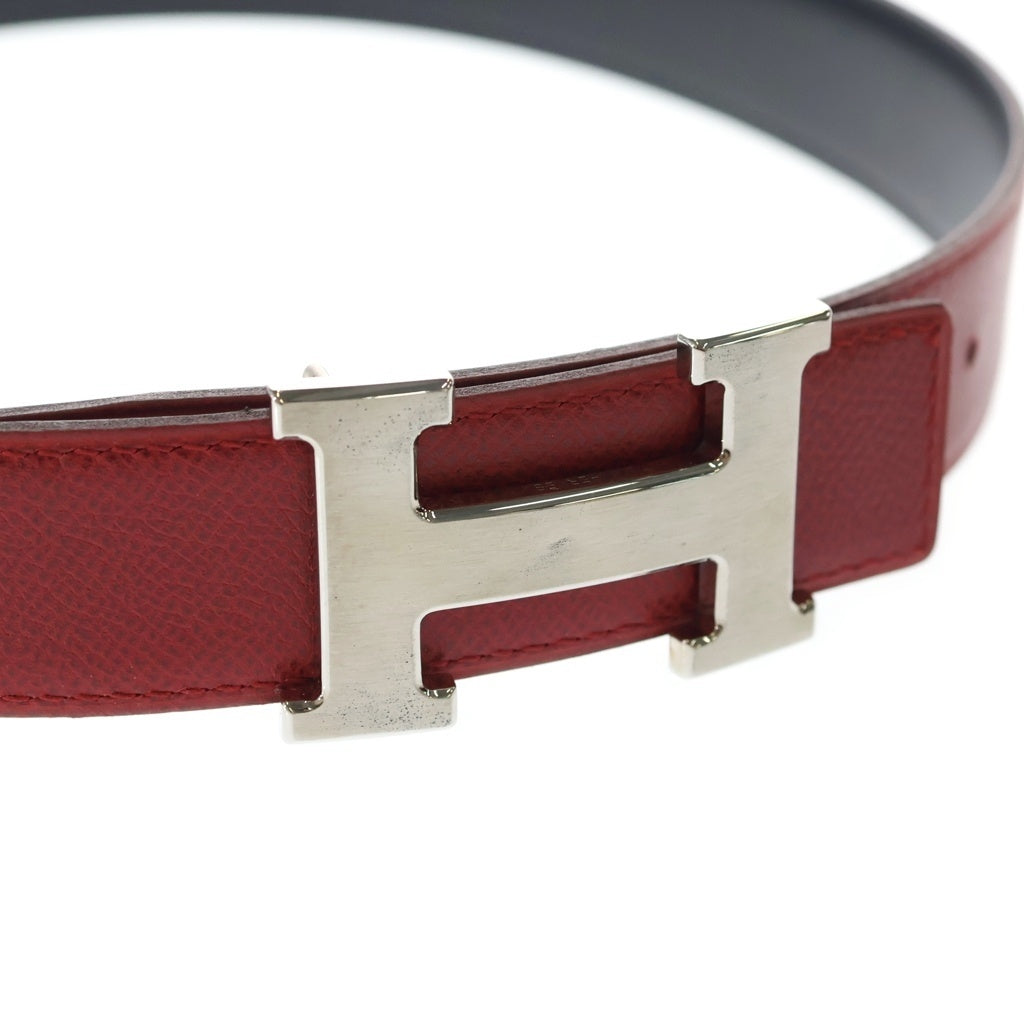 HERMES(エルメス) コンスタンス レザーベルト レッド シルバー金具□G刻印