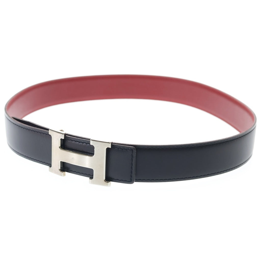 HERMES(エルメス) コンスタンス レザーベルト レッド シルバー金具□G刻印