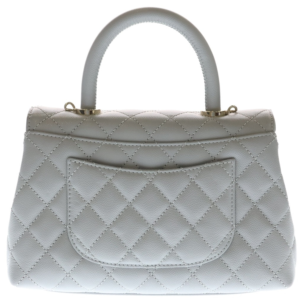 CHANEL(シャネル) マトラッセ ココハンドル24 2WAY ショルダー ハンドバッグ キャビアスキン レザー ゴールド金具 グレー プレート レディース