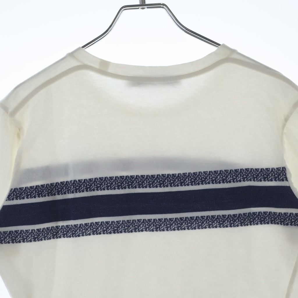 Christian Dior(クリスチャンディオール) シグネチャーバンド ロゴ Tシャツ ホワイト×ネイビー コットン #XS 143T04A4043 レディース