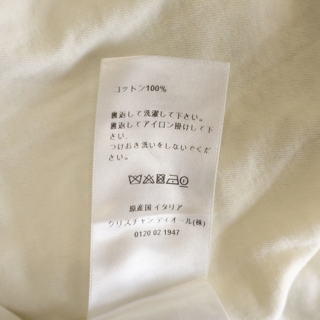 Christian Dior(クリスチャンディオール) シグネチャーバンド ロゴ Tシャツ ホワイト×ネイビー コットン #XS 143T04A4043 レディース