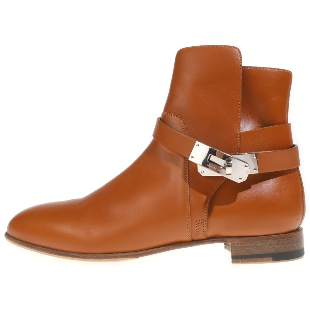 HERMES(エルメス) ケリー ネオ レザー ショートブーツ シューズ シルバー金具 ブラウン レディース