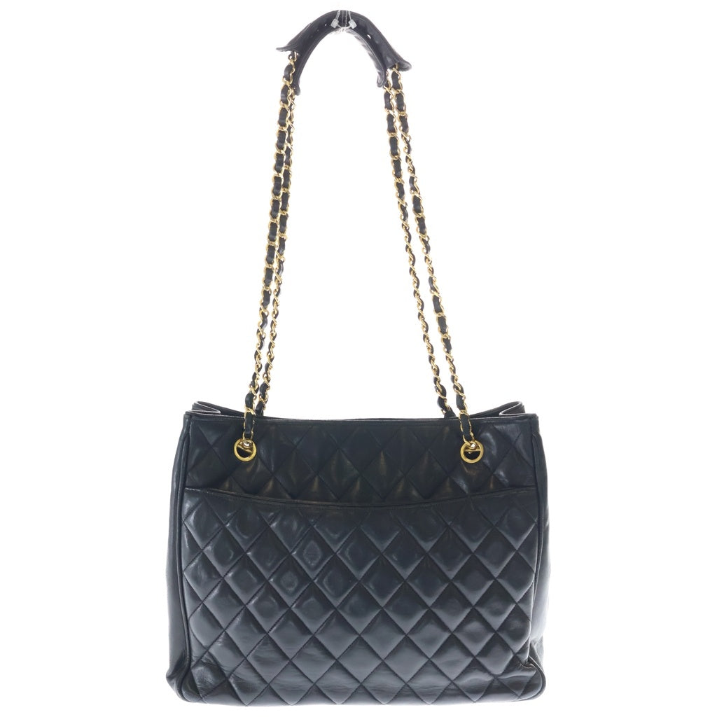 CHANEL(シャネル) マトラッセ チェーントートバッグ ハンドバッグ ブラック ラムスキン ゴールド金具 レディース