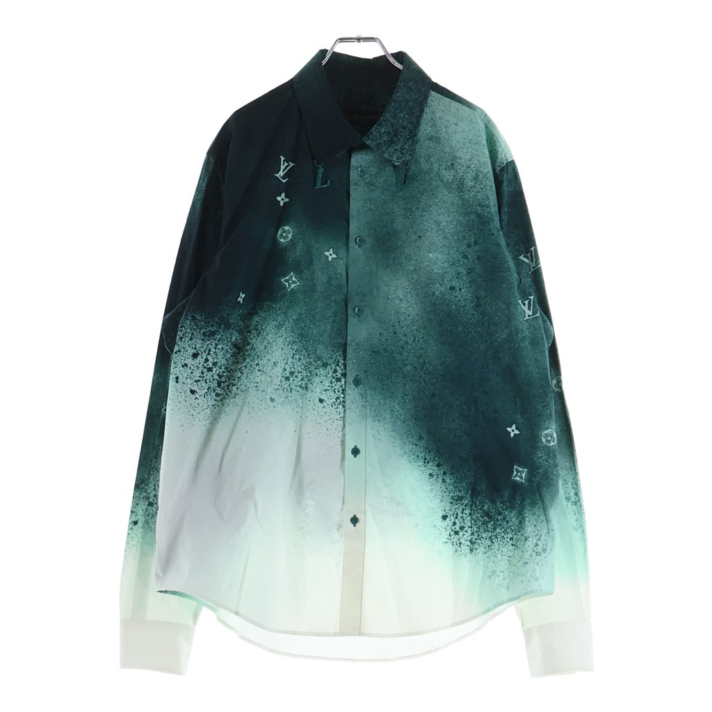 LOUIS VUITTON(ルイヴィトン) 23SS モノグラムグラフィック長袖シャツ 総柄 LVチャーム ホワイト/グリーン RM231M TA4 HOS15W
