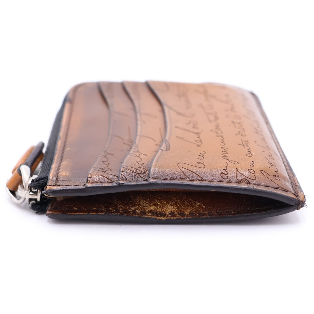 Berluti(ベルルッティ) カリグラフィ コアロジック スクリット レザー ジッピーウォレット コインケース カードケース 名刺入れ 小銭入れ ブラウン