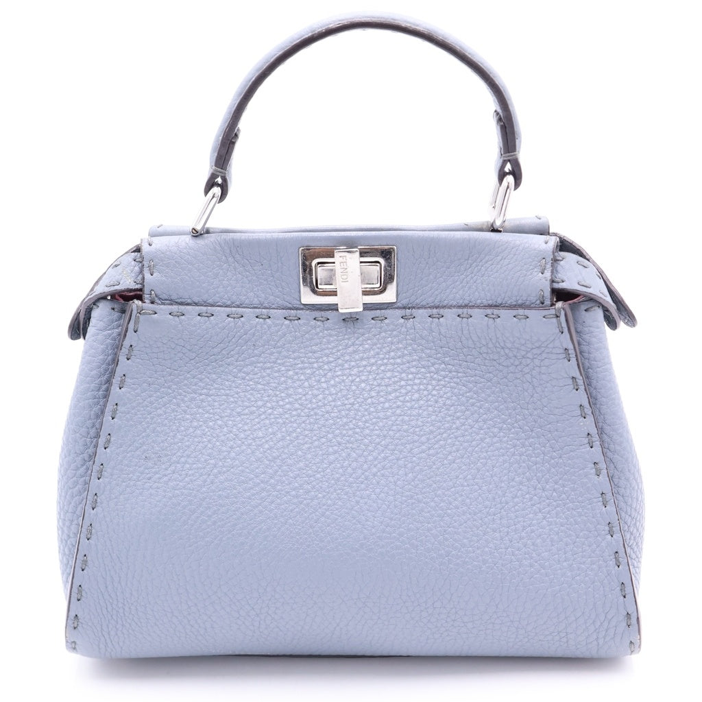 FENDI(フェンディ) セレリア ピーカブー ミニ レザー シルバー金具 2WAY ハンドバッグ ショルダーバッグ 8BN244 ブルー レディース