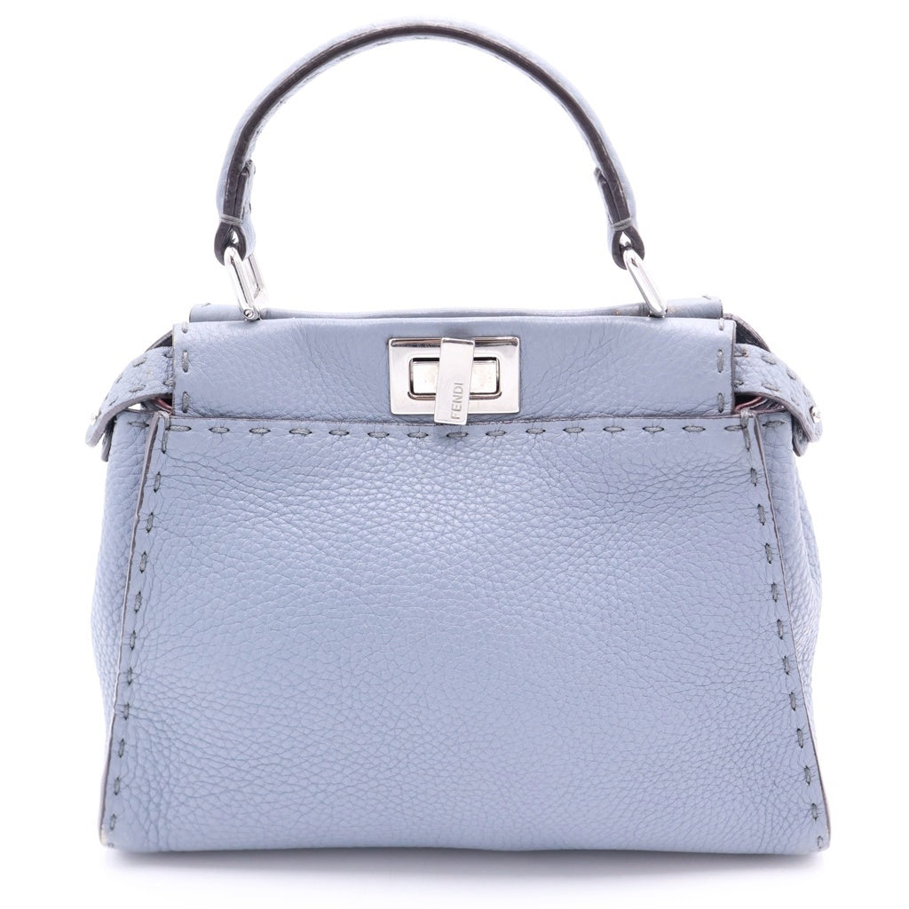 FENDI(フェンディ) セレリア ピーカブー ミニ レザー シルバー金具 2WAY ハンドバッグ ショルダーバッグ 8BN244 ブルー レディース