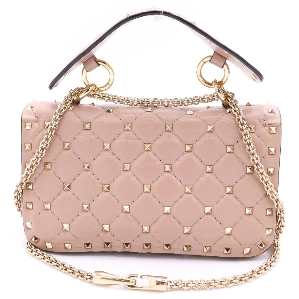 VALENTINO(ヴァレンティノ) ロックスタッズ スパイク レザー 3WAY チェーン ショルダーバッグ ハンドバッグ W2B0123 ピンクベージュ レディース