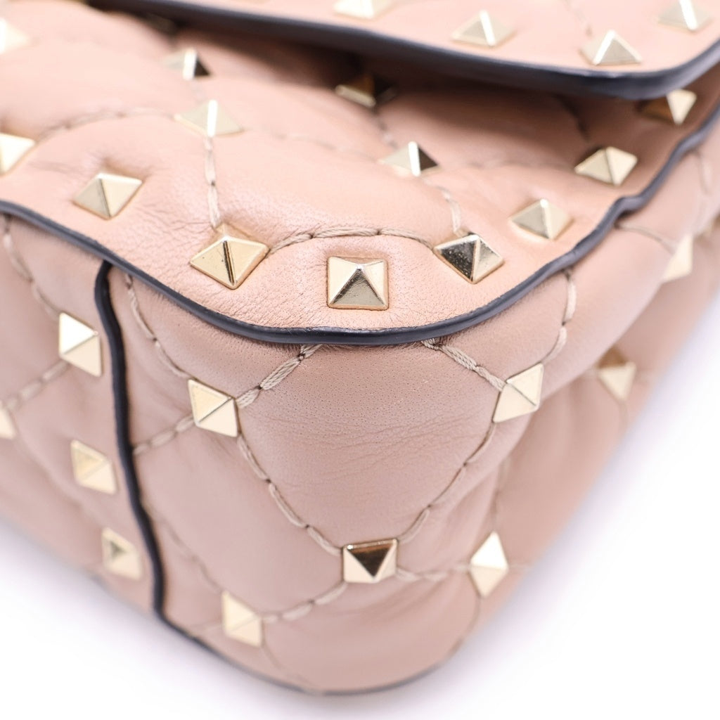 VALENTINO(ヴァレンティノ) ロックスタッズ スパイク レザー 3WAY チェーン ショルダーバッグ ハンドバッグ W2B0123 ピンクベージュ レディース