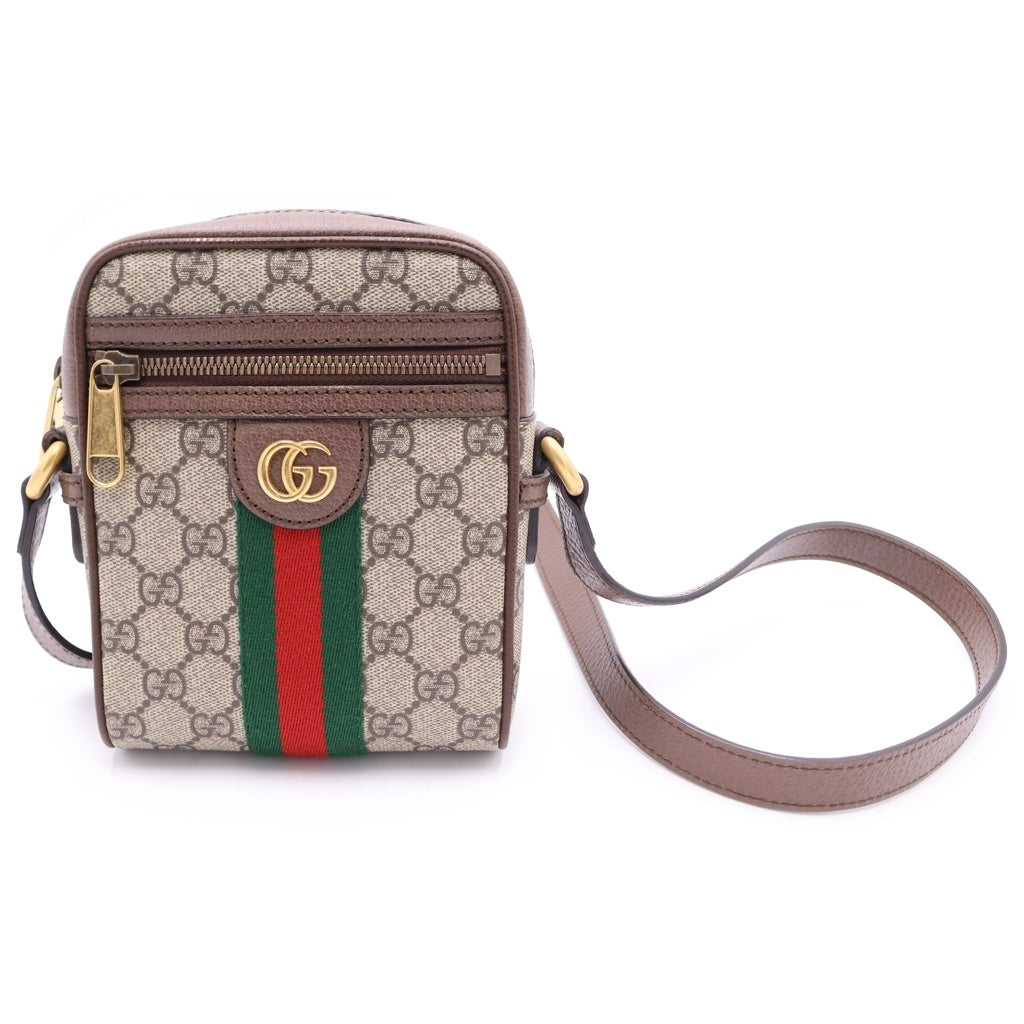 GUCCI(グッチ) GGスプリーム シェリーライン PVC レザー オフィディア ミニ メッセンジャーバッグ ショルダーバッグ 598127 ベージュ/エボニー レディース