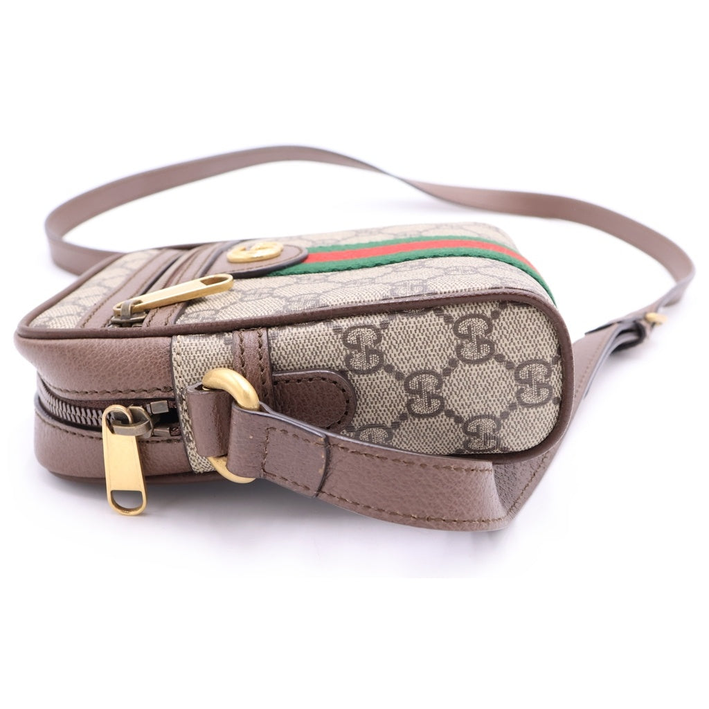 GUCCI(グッチ) GGスプリーム シェリーライン PVC レザー オフィディア ミニ メッセンジャーバッグ ショルダーバッグ 598127 ベージュ/エボニー レディース