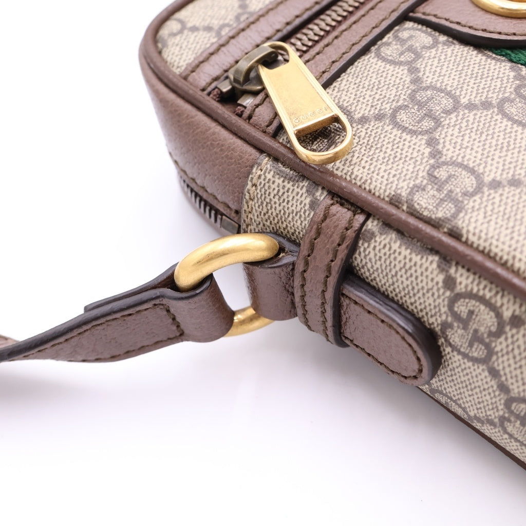 GUCCI(グッチ) GGスプリーム シェリーライン PVC レザー オフィディア ミニ メッセンジャーバッグ ショルダーバッグ 598127 ベージュ/エボニー レディース