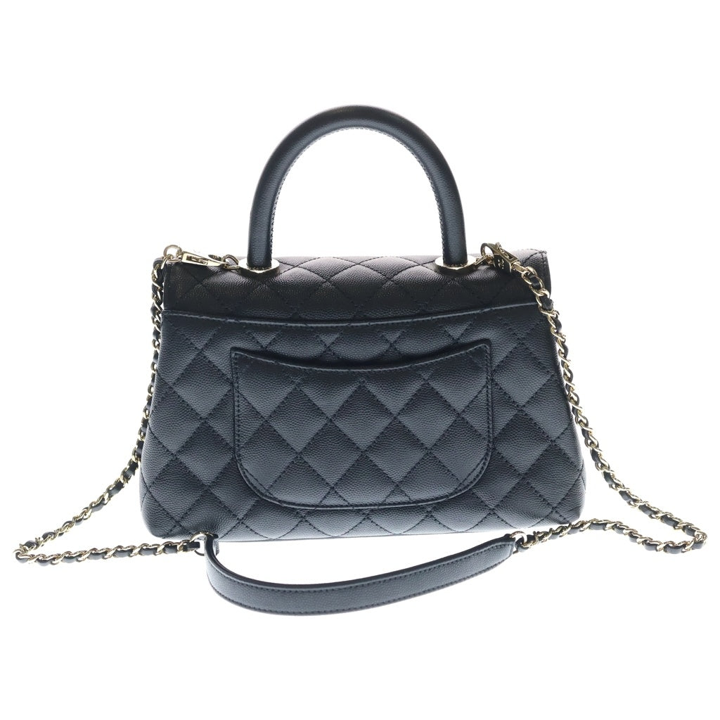 CHANEL(シャネル) ココハンドル24 XS キャビアスキン ゴールド金具 2WAY ハンドバッグ ショルダーバッグ A92990 ブラック レディース