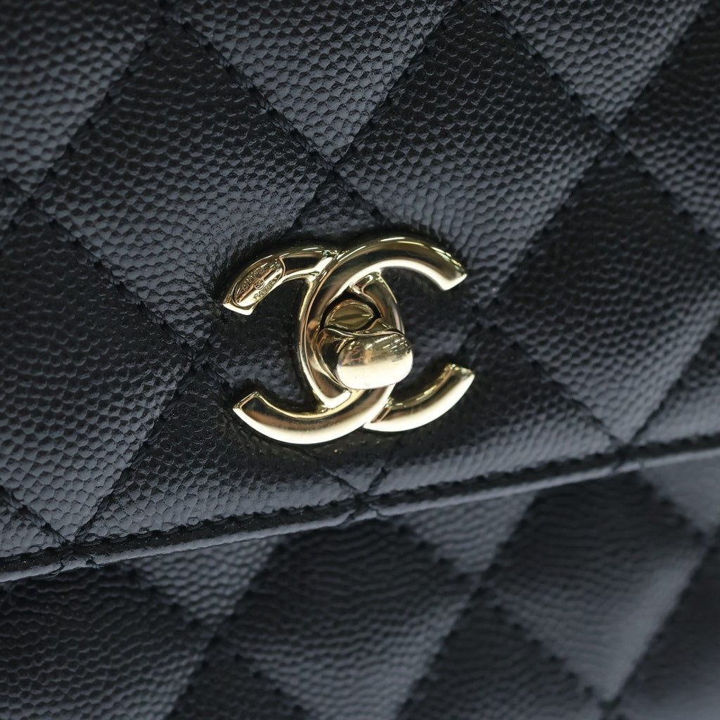 CHANEL(シャネル) ココハンドル24 XS キャビアスキン ゴールド金具 2WAY ハンドバッグ ショルダーバッグ A92990 ブラック レディース