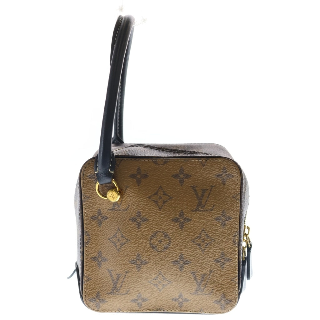 LOUIS VUITTON(ルイヴィトン) モノグラムリバース スクエアワンハンドルバッグ ブラウン レザー×PVC M43589 ゴールド金具 レディース