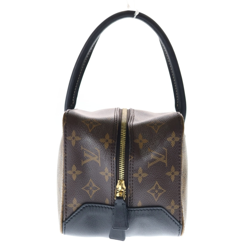 LOUIS VUITTON(ルイヴィトン) モノグラムリバース スクエアワンハンドルバッグ ブラウン レザー×PVC M43589 ゴールド金具 レディース
