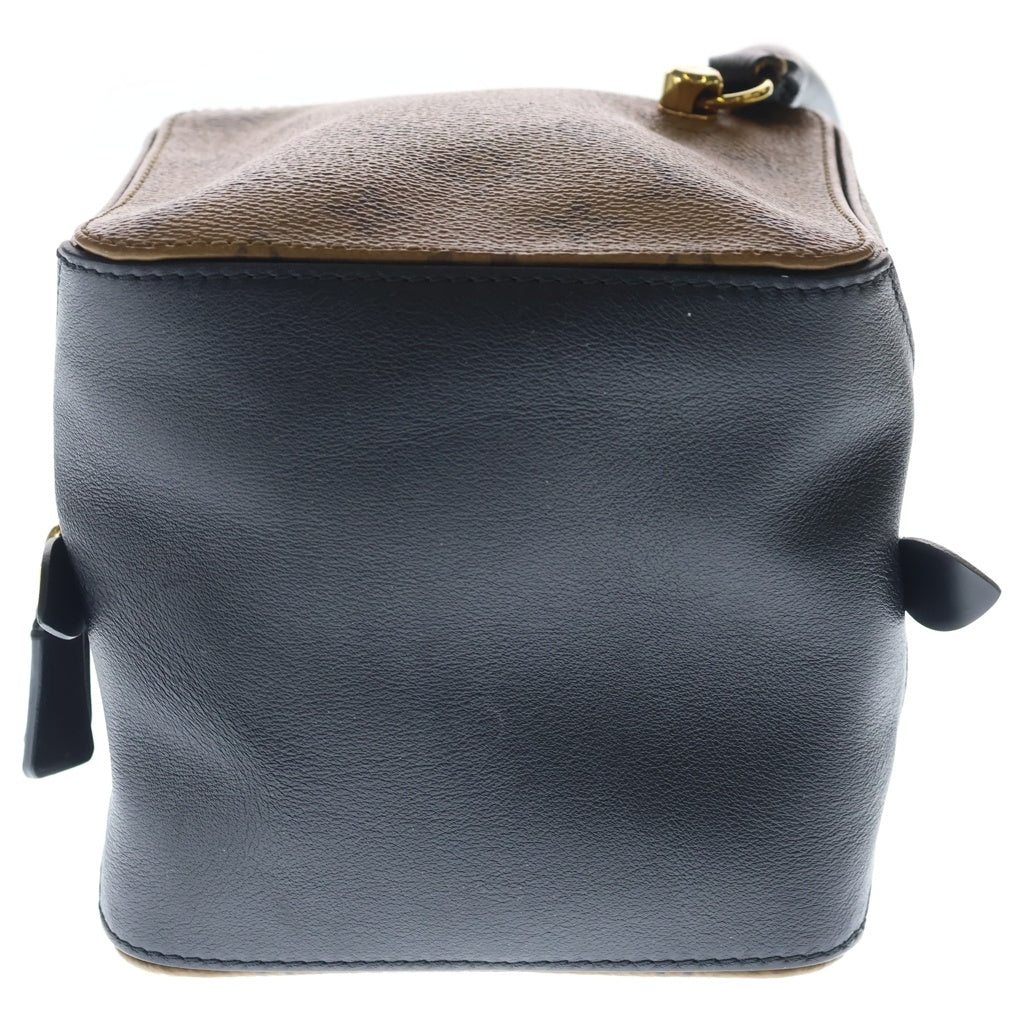 LOUIS VUITTON(ルイヴィトン) モノグラムリバース スクエアワンハンドルバッグ ブラウン レザー×PVC M43589 ゴールド金具 レディース