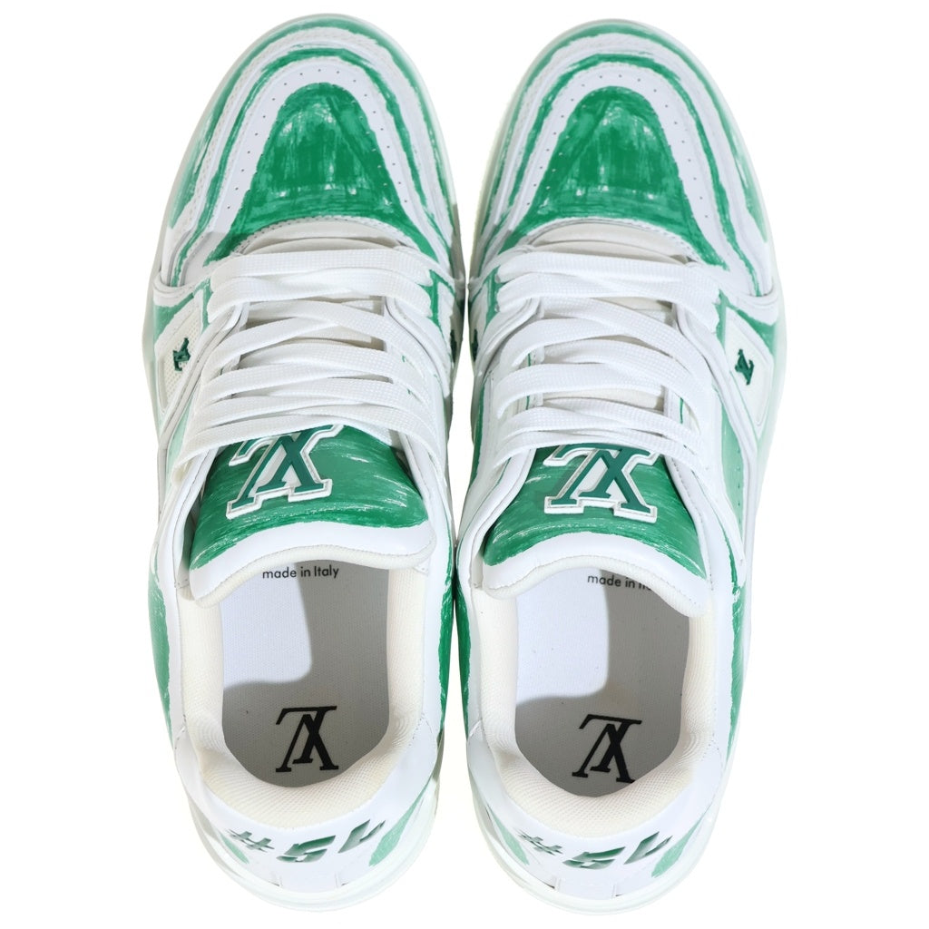 LOUIS VUITTON(ルイヴィトン) LV Trainer Sneaker トレイナー ローカットスニーカー シューズ ペイント グラフィティ ホワイト/グリーン LD0233
