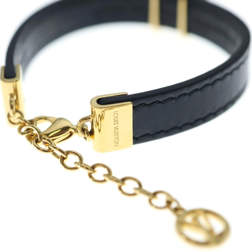 LOUIS VUITTON(ルイヴィトン) LVアイコニック ブレスレット レザー GP ゴールド/ブラック M8417Z レディース