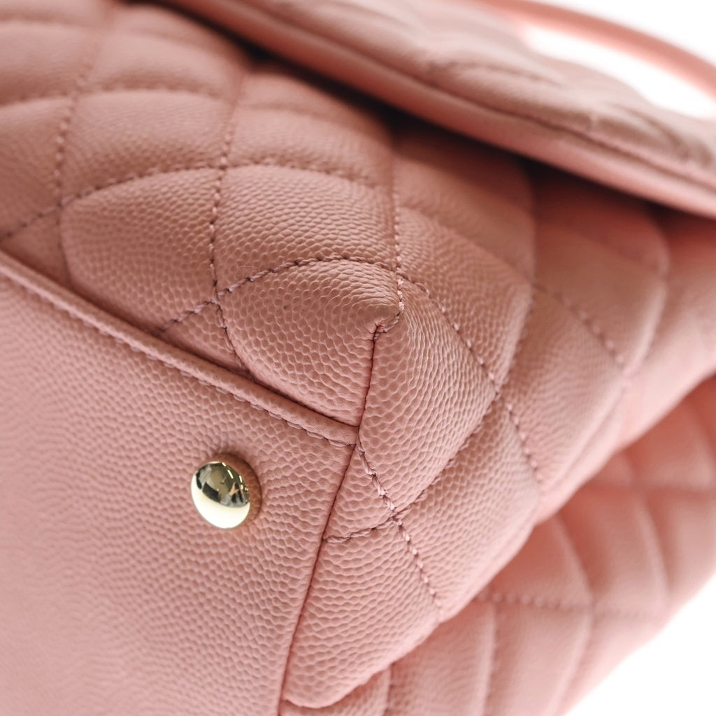 CHANEL(シャネル) マトラッセ トップハンドル 2WAYバッグ ハンドバッグ ショルダーバッグ サーモンピンク キャビアスキン A92991 ゴールド金具 レディース