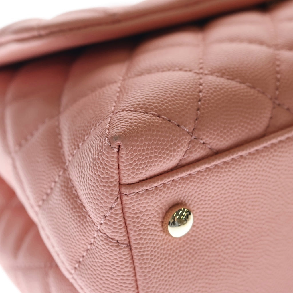 CHANEL(シャネル) マトラッセ トップハンドル 2WAYバッグ ハンドバッグ ショルダーバッグ サーモンピンク キャビアスキン A92991 ゴールド金具 レディース