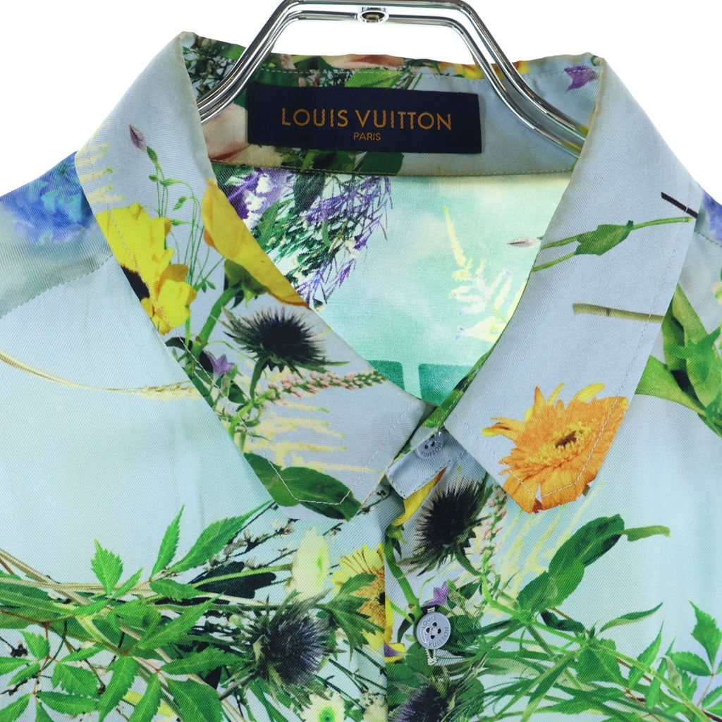 LOUIS VUITTON(ルイヴィトン) 20SS フラワー総柄プリント シルク 長袖シャツ ライトブルー RM201 TXI HS96W