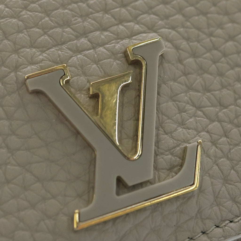 LOUIS VUITTON(ルイヴィトン) ポルトフォイユ・カプシーヌ タイニー フリントグレー トリヨン コンパクトウォレット 三つ折り財布 M12406 ゴールド金具 レディース