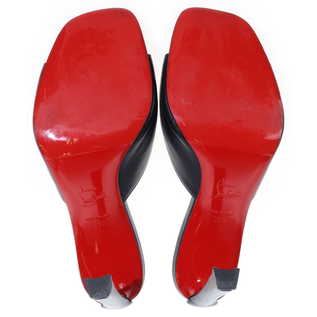 CHRISTIAN LOUBOUTIN(クリスチャンルブタン) レザー レッドソール ハイヒール ピンヒール サンダル オープントゥパンプス #36 1/2 ブラック レディース