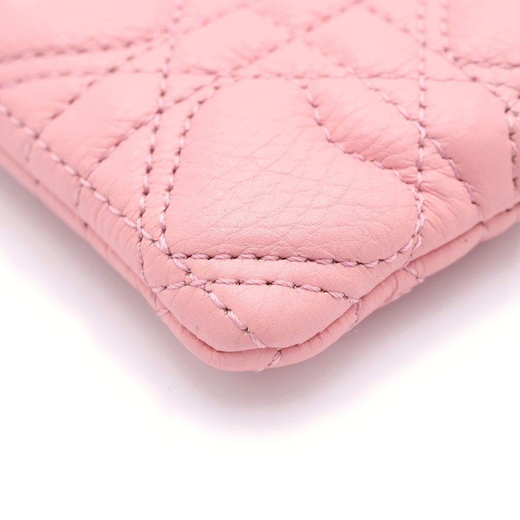 Christian Dior(クリスチャンディオール) コインケース カナージュハート カードケース フラグメントケース ピンク レザー ゴールド金具 レディース