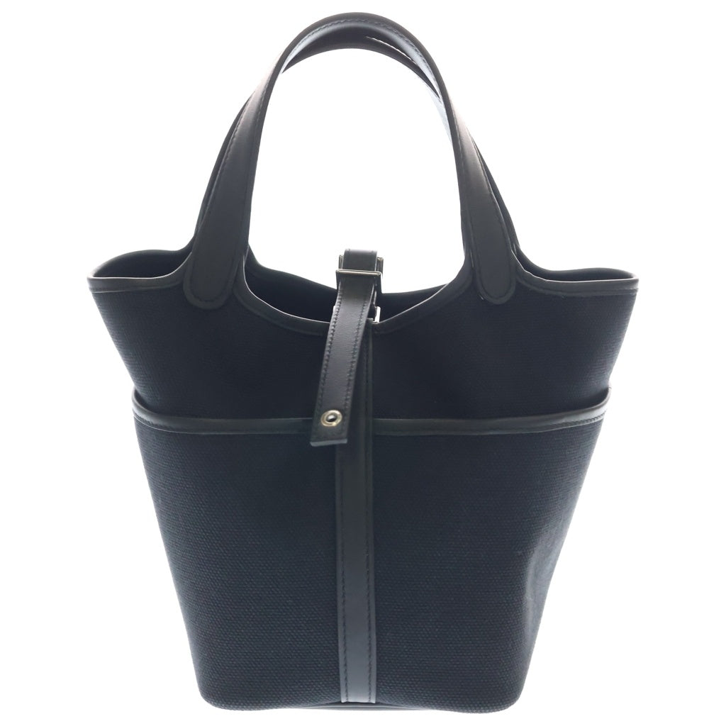 HERMES(エルメス) ピコタンロックPM カーゴポケット スイフト レザー キャンバス ハンドバッグ シルバー金具 ブラック U刻印 レディース