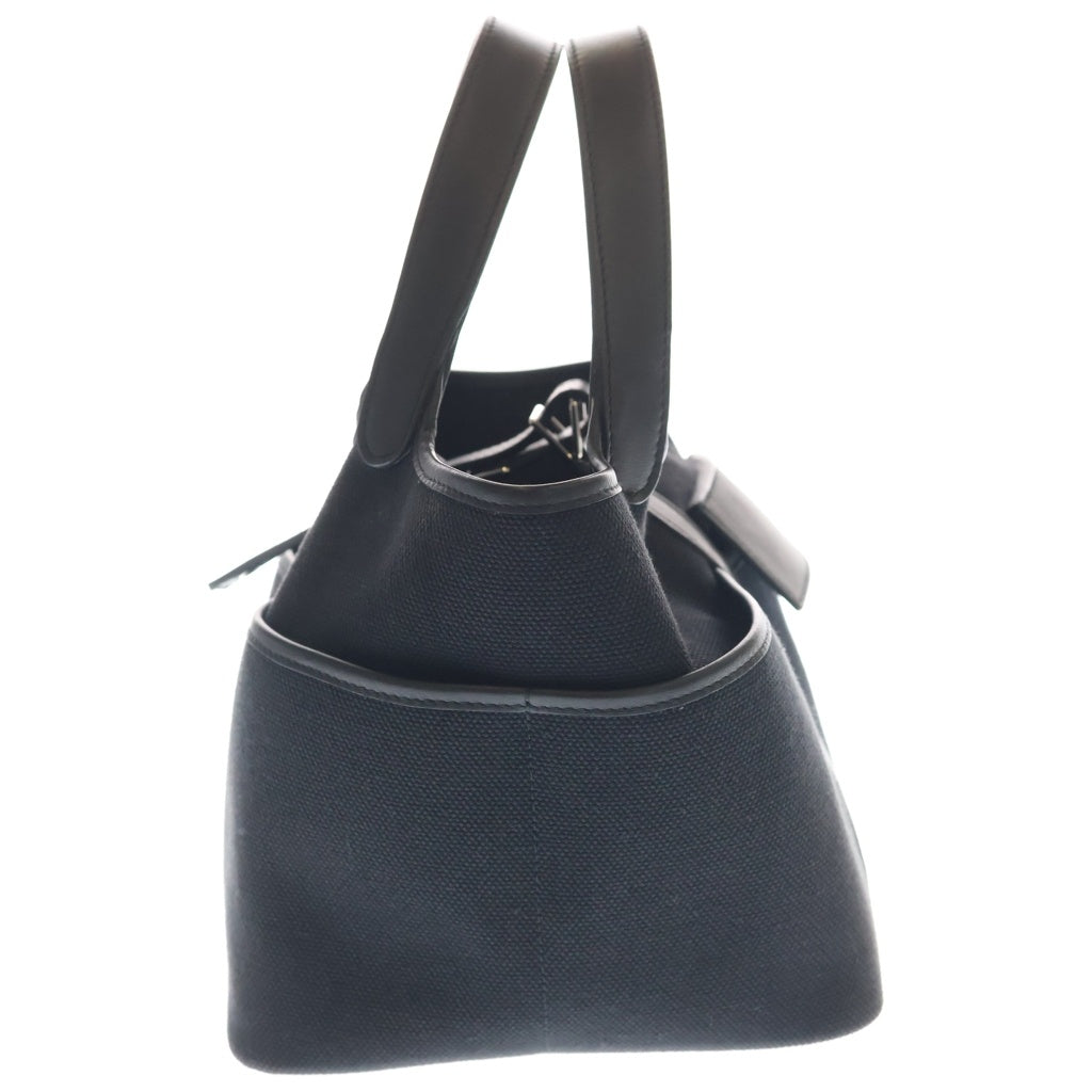 HERMES(エルメス) ピコタンロックPM カーゴポケット スイフト レザー キャンバス ハンドバッグ シルバー金具 ブラック U刻印 レディース