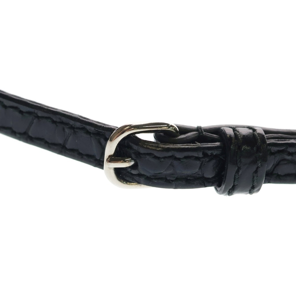 BALENCIAGA(バレンシアガ) ショッピング フォンホルダー クロコ型押し エンボス レザー 2WAY ハンド ショルダーバッグ ブラック 593826 レディース