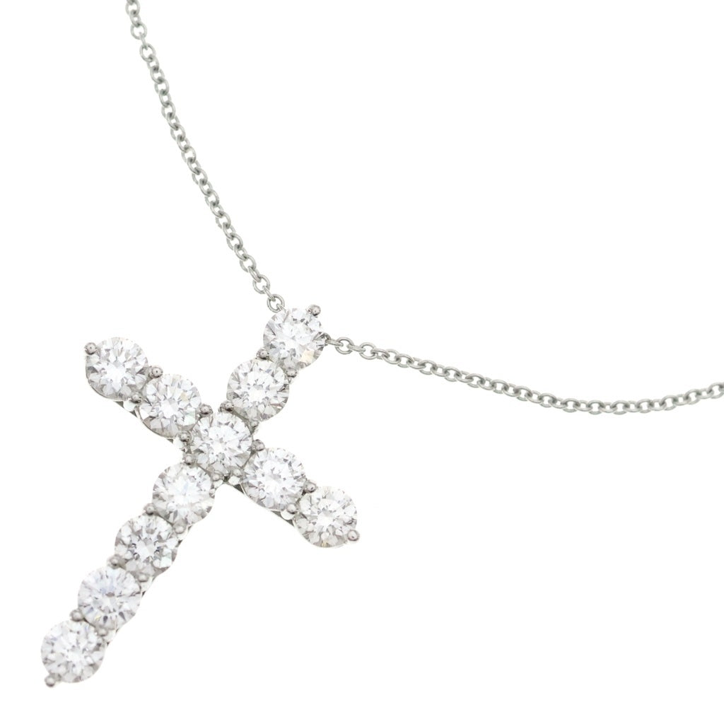 TIFFANY & Co.(ティファニー) ラージクロス ダイヤ ネックレス ペンダント チェーン プラチナ PT950 レディース