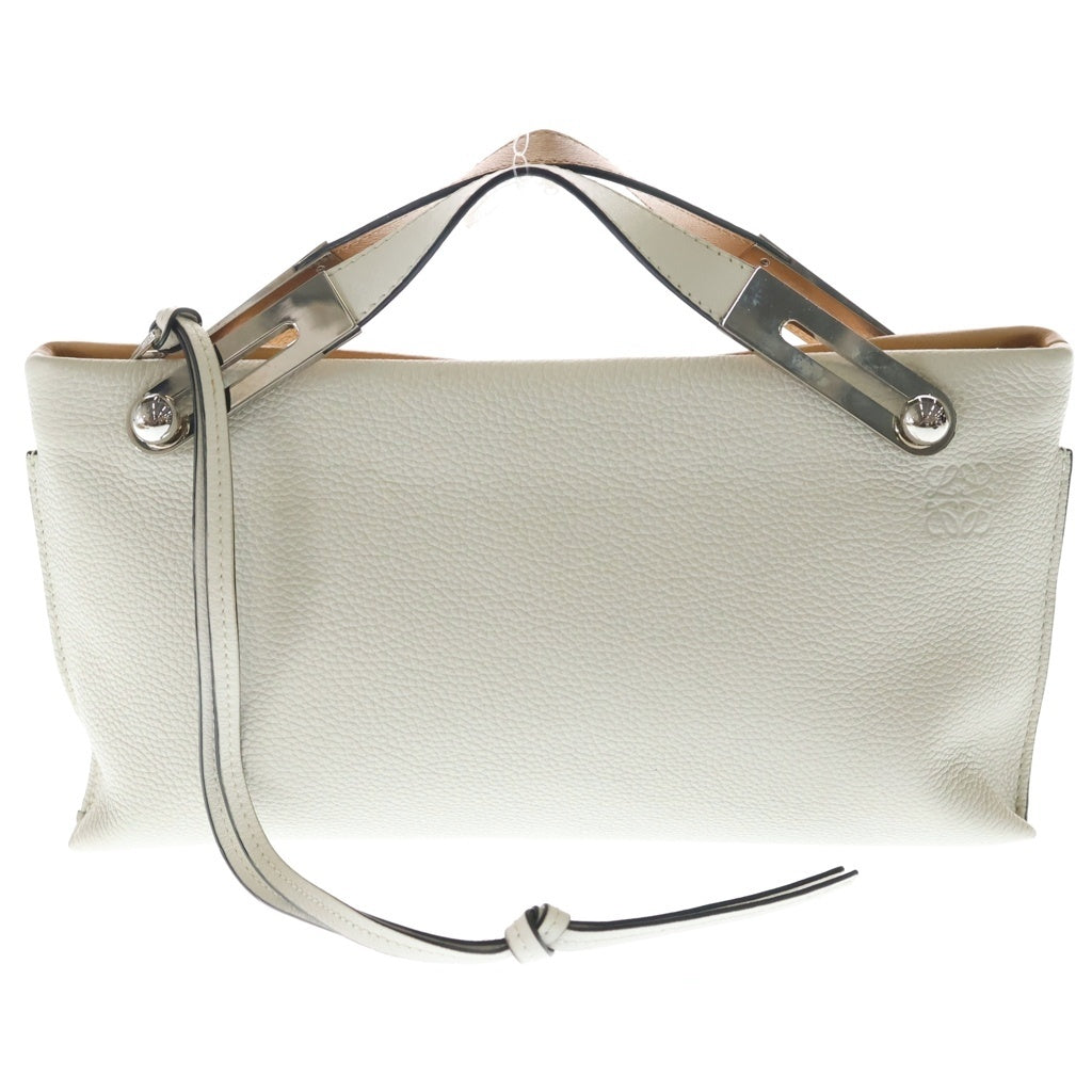 LOEWE(ロエベ) ミッシースモール 2WAYショルダーバッグ ハンドバッグ アイボリー×キャメル レザー シルバー金具 レディース
