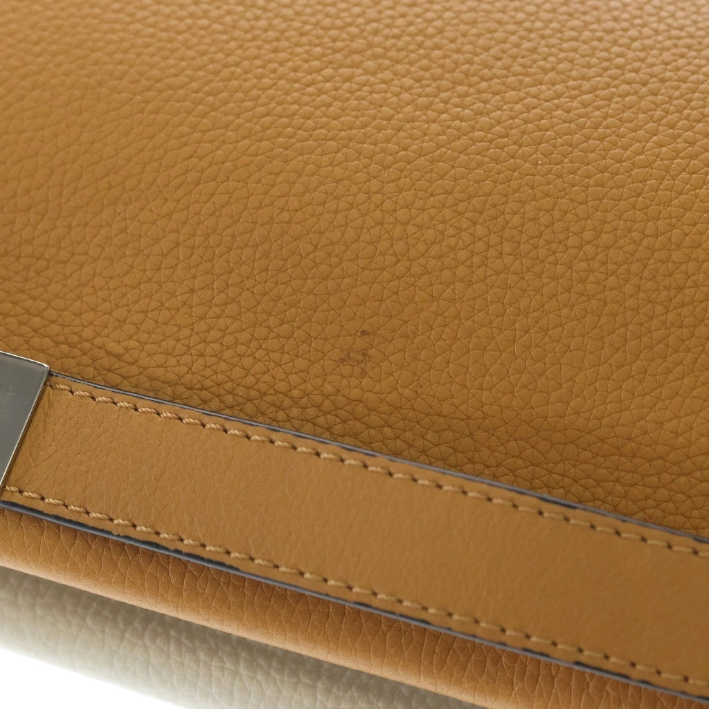 LOEWE(ロエベ) ミッシースモール 2WAYショルダーバッグ ハンドバッグ アイボリー×キャメル レザー シルバー金具 レディース