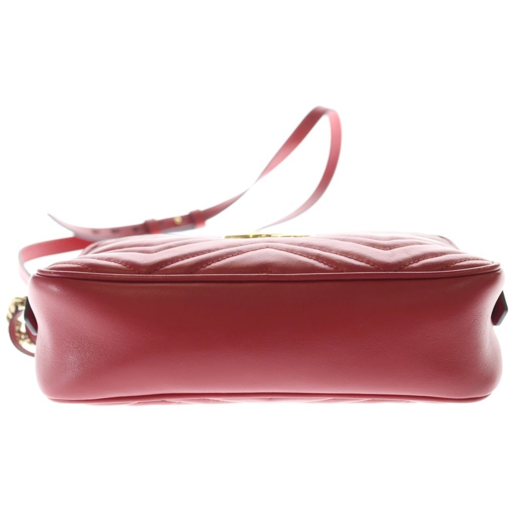 GUCCI(グッチ) GGマーモント スモール カメラバッグ レザー チェーン ショルダーバッグ ゴールド金具 レッド 447632 レディース