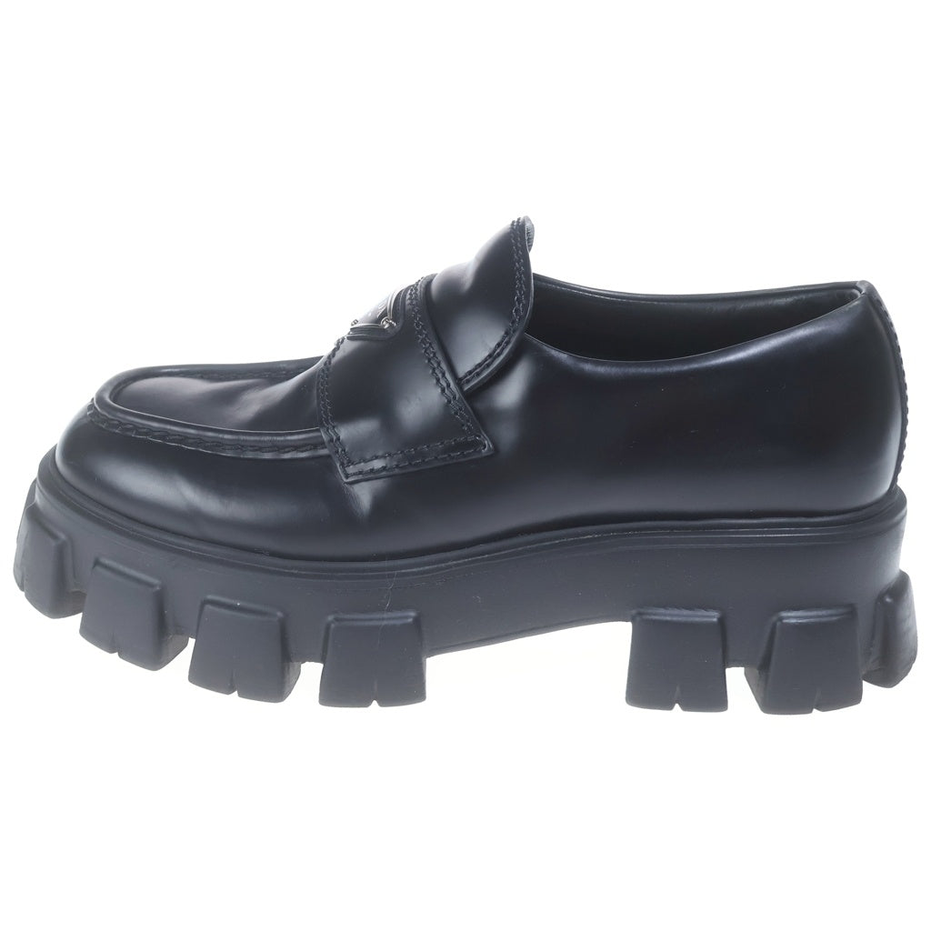 PRADA(プラダ) モノリス ブラッシュドレザー ローファー ブラック #8 1/2 2DE129