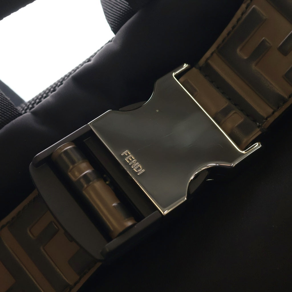 FENDI(フェンディ) ズッカ柄 ナイロン レザー バックパック リュックサック ブラック 7VZ044 A4ND