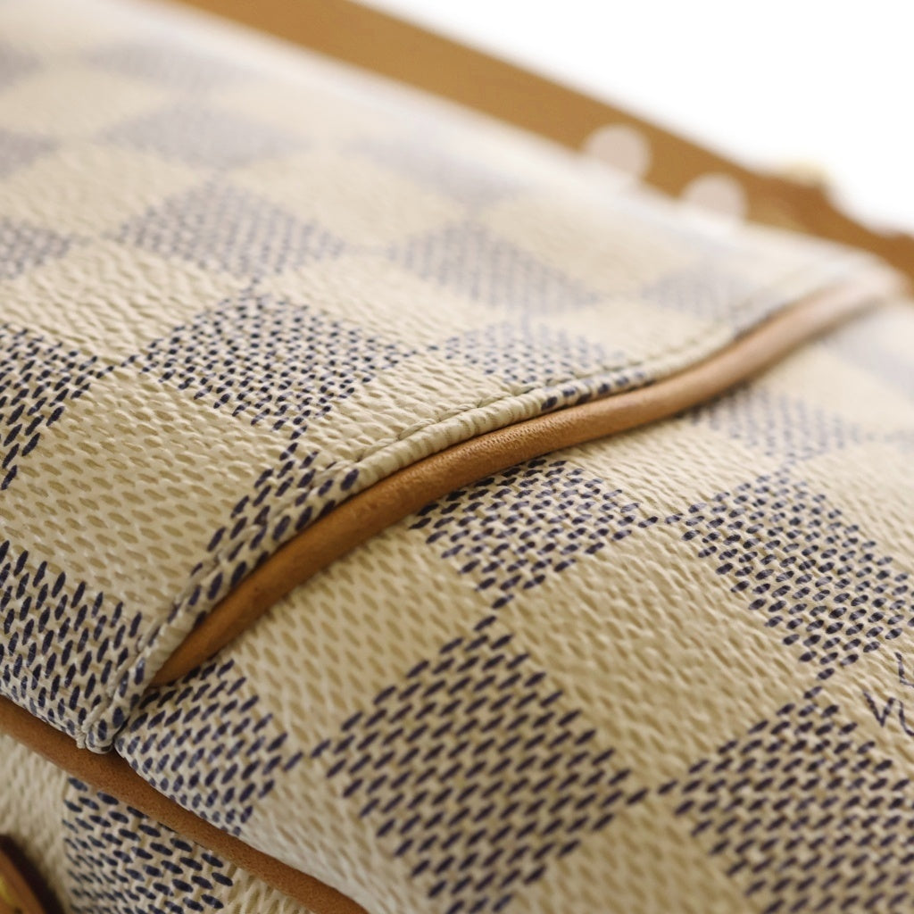 LOUIS VUITTON(ルイヴィトン) ダミエアズール ガリエラPM ショルダーバッグ アイボリー×ブラウン レザー×PVC N55215 ゴールド金具 レディース