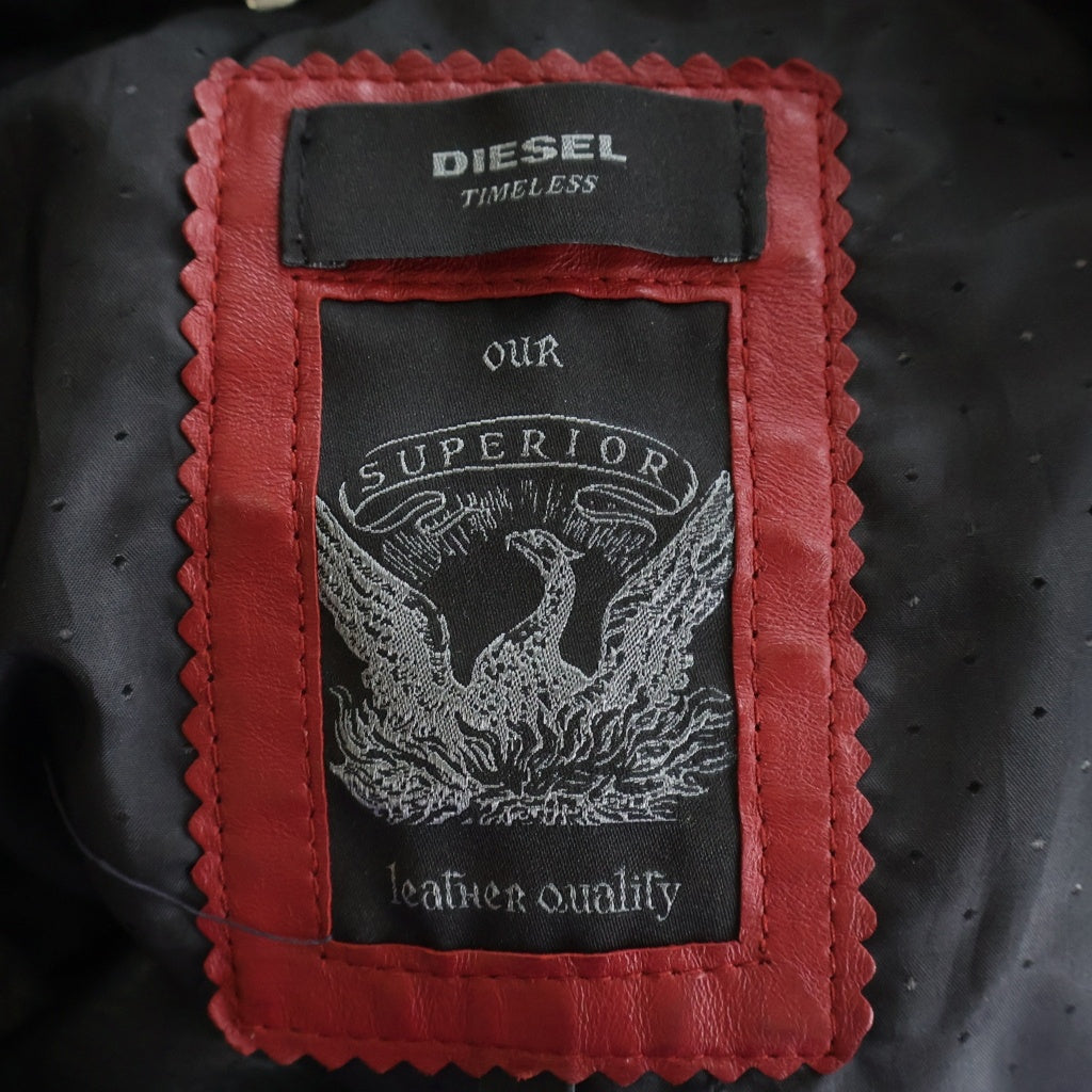 DIESEL(ディーゼル) ラムスキン レザー ダブル ライダースジャケット ブラック