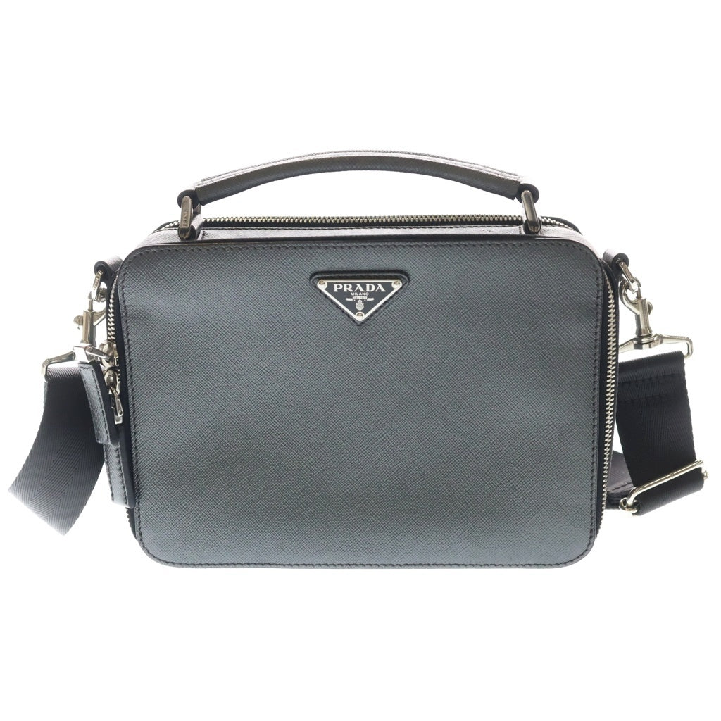 PRADA(プラダ) サフィアーノ 2WAYショルダーバッグ ハンドバッグ ダークグレー サフィアーノレザー 2VH069 シルバー金具