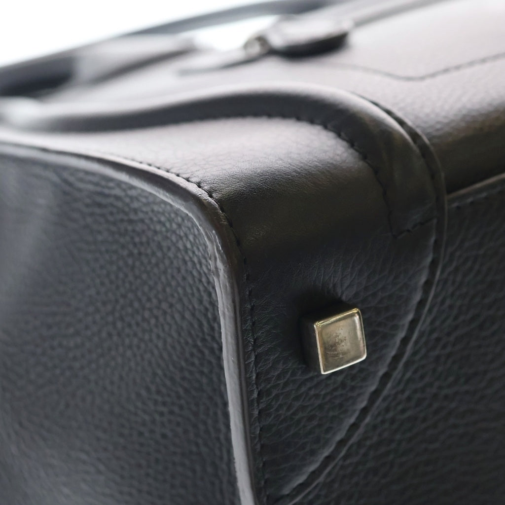 CELINE(セリーヌ) ラゲージ ミニショッパー 黒 ドラムドカーフ レディース