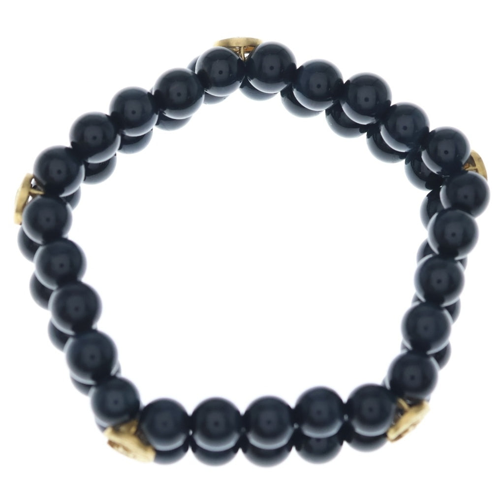 Loree Rodkin(ローリーロドキン) DBL STRAND VRS BLACK TIGER EYE BEADS / CRESCENT MOON APPLIQUES ブラックタイガーアイ クレセント ムーン ブレスレット ダイヤ 18KYG レディース