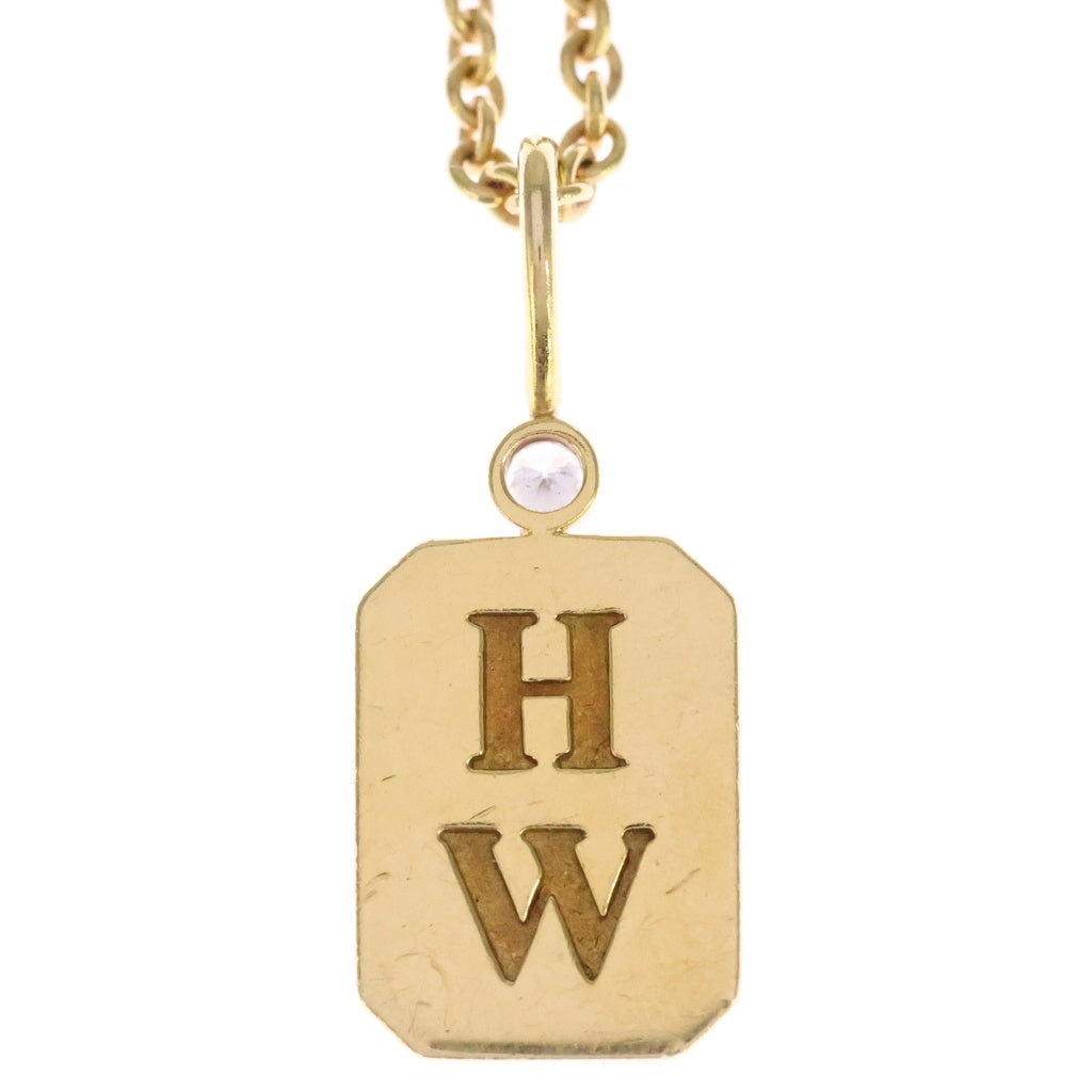 HARRY WINSTON(ハリーウィンストン) HWロゴ チャーム ネックレス パヴェ ダイヤ YG イエローゴールド CMDYRDPALOG レディース