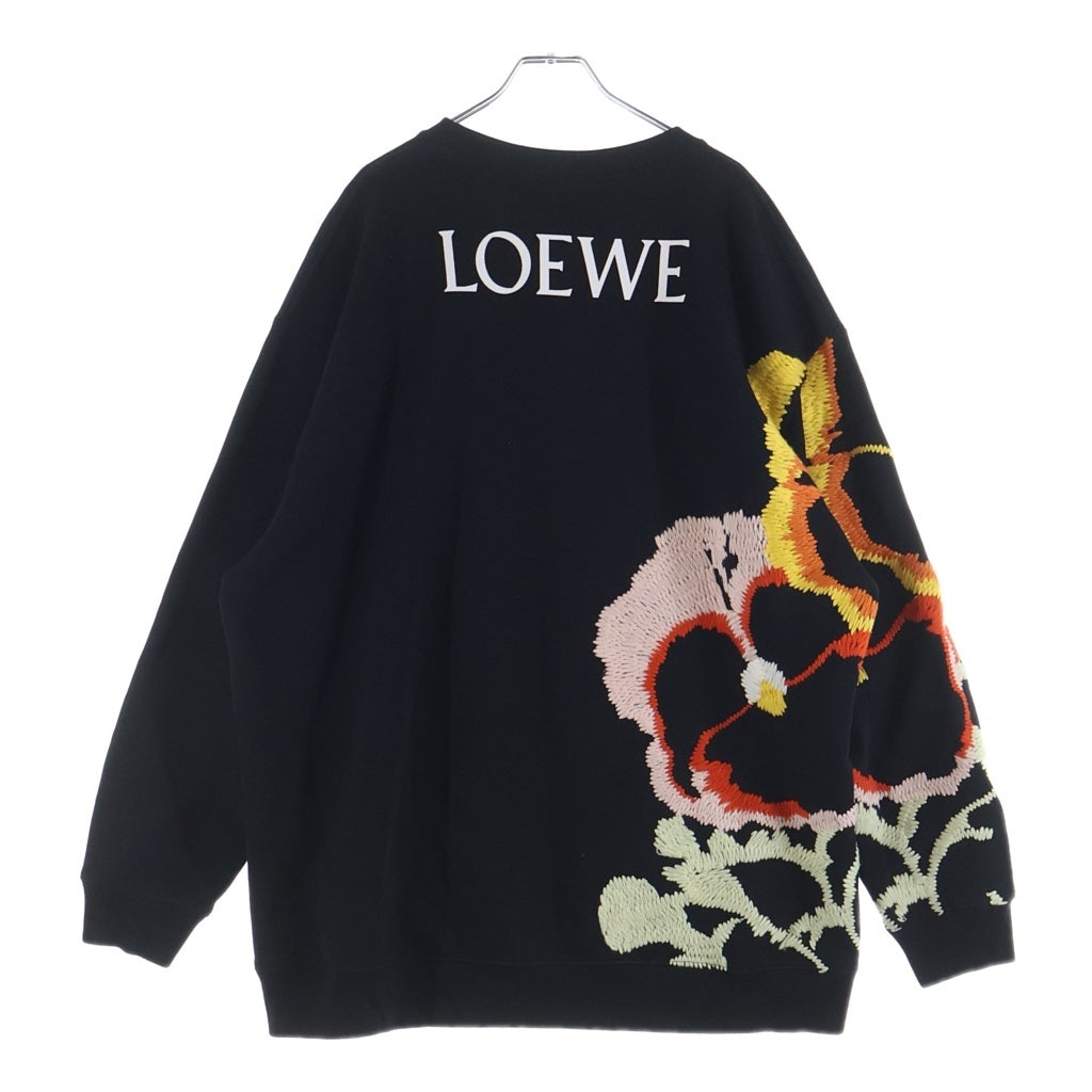 LOEWE(ロエベ) 22SS Pansies Embroidery Sweatshir 刺繍オーバーサイズスウェット トレーナー ブラック H526Y24X01